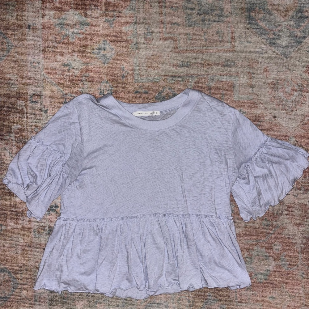 Altar'd State Light Purple Ruffle Blouse
